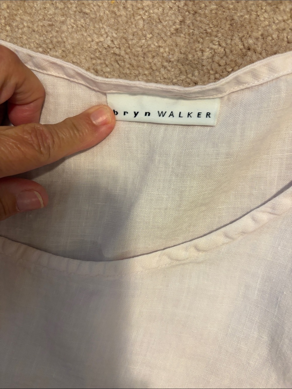 bryn Walker pale pink linen scoop neck blouse asymmetrical - Picture 2 of 3